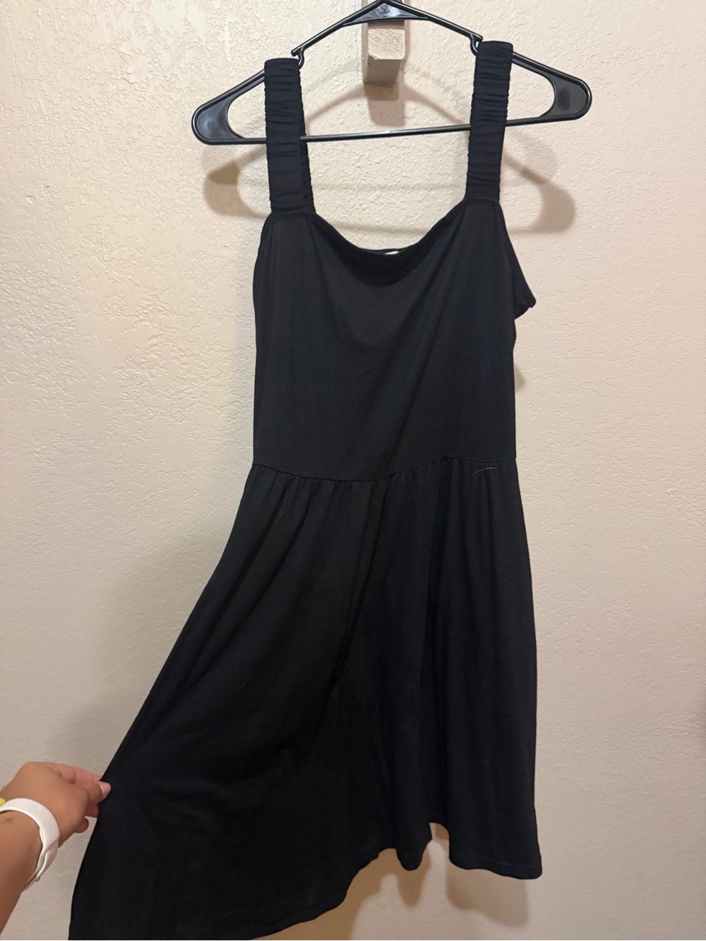 Black Sleeveless Sundress with Ruched Straps
